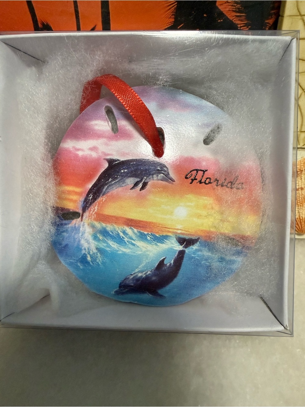 Florida Dolphin Sunset Hanging Ornament - Multicolor
